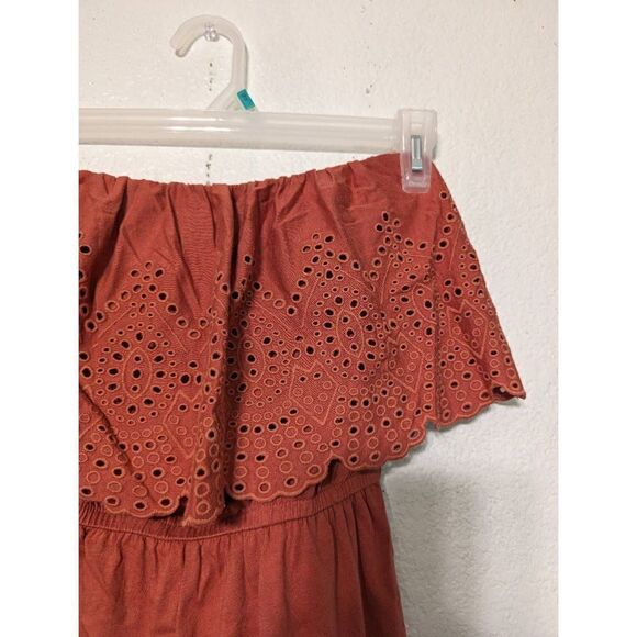 American Eagle Outfitters Women's Strapless Overlay Romper Red XS - Picture 7 of 14